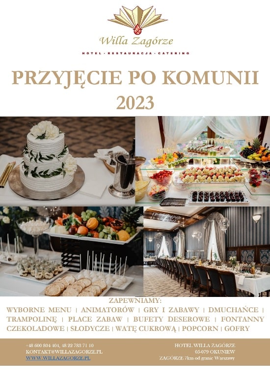 Komunia święta koło Warszawy, miejsce na komunię koło Warszawy, lokal na komunię pod Warszawą, Oferta na komunię 2022
